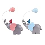 Amosfun 2 Stücke Elefant Figur Kuchen Topper Kuchendeko Tortendeko Tortenfigur Dekofigur Büro Schreibtisch Auto Armaturenbrett Figur Baby Mädchen Kinder Geburtstag Cupcake Dek