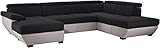 Mivano U-Form-Sofa Speedway, Moderne Wohnlandschaft mit verstellbaren Kopfteilen, 332 x 79 x 222, Zweifarbiger Bezug, Schwarz/G