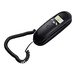 Staright Schwarzes Mini-Trimline-Kabel-Telefon Feste Telefonzentrale Festnetztelefon Wandmontage mit Display-Anrufer-ID Wahlwiederholung für Hotel Office Business H