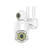 MUGHOPN Überwachungskamera, WLAN-IP-Überwachungskamera Mit Zwei Objektiven, Drahtloser IP66-Videorecorder Für Den Außenbereich, Automatische Verfolgung, 3-MP-Smart-System, PTZ-Kamera, 2-Weg