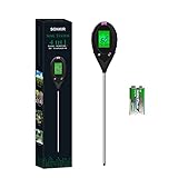 SONKIR Boden-pH-Meter, 4-in-1-Bodenfeuchtigkeits-/Licht-/pH-/Temperaturprüfer Garten-Werkzeugsätze für die Pflanzenpflege, idealer Bodenmesser für Garten, Rasen, Batterie Enthalten (Schwarz)