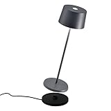 Zafferano - Olivia Pro Kabellose LED-Tischleuchte aus Aluminium, dimmbar, IP65-Schutz, Indoor/Outdoor Benutzung, EU-Stecker - H: 35,5cm (Dunkelgrau), ZAFOLIVIAPRO-GY