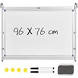 GOPLUS Doppelseitiges Whiteboard, Umkehrbare Wandtafel Schreibboard mit Wandständer, Magnetisches Memoboard Magnettafel drehbar und einstellbar, Wandhängendes Schreibboard, für Büro und Z