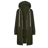 LEEDY Outerwear Damen Mantel Lange Jacke Damen-Oberteile Winterjacke Pullover Sweatjacke Hoodie Langarm Parka Sweatshirt Lange Tops Kapuzenpullover mit Zipper Herbst W