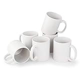 Werbewas Kaffeebecher, weiß, 6er Set - 300ml Keramik Kaffeetassen ohne Druck zum bemalen und basteln geeignet - Simple Becher zum Personalisieren - Tassen/Pott für Kaffee, T