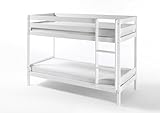 HOMELINE Weiss Kinderbett Etagenbett mit Rolllattenroste Massiv Hochbett Spielbett Stockbett 90x200 cm Matratzen geeig