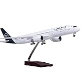 47CM Flugzeugmodell Modell 1/142 Airbus A350 Flugzeug Lufthansa Modell mit Lichtern und Rädern Harz Flugzeuge Sammlung Geburtstagsgeschenke mit LED-L