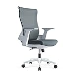 Low Back Aufgabe Bürostuhl, Verstellbarer ergonomische Breath Leinen Computer-Schreibtisch-Stuhl, bequemer Drehstuhl Flip- up Armlehnen (Color : Light Grey, Größe : 43.7in)