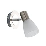 ELC LED Wandlampe Edelstahl Glas, schwenkbar & drehbar, 1 flammig inkl. 1 x 4,5W E14 LED Leuchtmittel, Wandleuchte innen, Deckenspot warmweiss, Metall nickel matt chrom, LED Spot, S