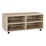 [en.casa] Lowboard auf Rollen 'Gränne' 90x35x41cm mobiles Regal TV-Schrank 4 Ablagen Fernsehregal Fernsehtisch Sonoma-E