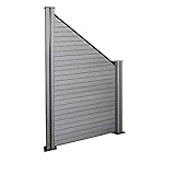 Joparri WPC-Zaun Gartenzaun 105/185x105 cm Grau 1 Hypotenuse Sichtschutz Elemente Komplettset Sichtschutzzaun Sichtschutzwand Windschutz Steckzaun Gartenzaun zum Einb
