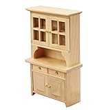 Auleset 1 x 12 Maßstab Puppenhausmöbel, Mini-Bücherregal, hohe Simulation Modell, Spielzeug aus Holz, Maßstab 1:12, Schrankmodell, Puppenhaus-Möbel – Holzfarb