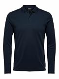 SELECTED HOMME Male Poloshirt Langärmeliges Bio-Baumwoll LDark Sapp