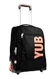 YUB Trolley 3 Wheels, 2in1 Rucksack mit versenkbaren Schultergurten, 34 Liter, Schule & Reisen, Orange, 28x50x39 cm (W x H x L), Schulrucksack