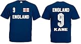 England Kane Herren T-Shirt Britain EM 2020 Trikot Look Shirt Dunkelblau XL