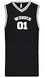 Wunschnummer + Name Basketball University Trikot Tank Shirt Navy Black White S M L XL XXL 3XL Teamshirt Personalisierbar (Black-White, XL)