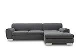 DOMO. collection Nika Eckcouch mit Schlaffunktion in L-Form, Sofa Eckgarnitur, Ecksofa Webstoff, grau, 277x156x78