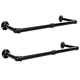 HOOBRO Industrierohr Kleiderstangen 2er Set, 75,5 cm Garderobenstangen Wandmontage, Abnehmbare Kleiderständer, bis 50 kg belastbar, Platzsparend, Flur, Wohnzimmer, Schlafzimmer EBK01BJ01