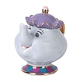 Haoo Teekanne mit Cartoon-Motiv 'Die Schöne und das Biest', Teekanne und Tasse, niedliches Set, Teekanne, Stereo, Teekannen-Set (blauer Wasserkocher)