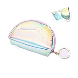 Weibchens Holographic Geldbörse Mini Jelly Shells Karte Handtasche Transparency Zipper-Beutel Keychain Wallet für weib