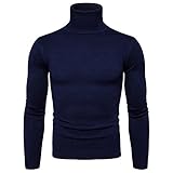 HUIWU Herren Rollkragen Sweatshirt Pullover Rollkragenpullover Herbst Winter Casual Basic Langarm Einfarbig Baumwolle Regular Fit Unterhemd Unterzieh Freizeithemd Sweater Langarmshirts Strick