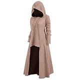 Sannysis Kleid Damenmode mit Kapuze Plus Size Vintage Umhang High Low Pullover Bluse Tops Gothic Kleidung Cosplay Punk Stil Kostüm Frau Kurzarm Steampunk Minikleid Schnürung Party Vintag