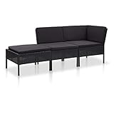 vidaXL Gartenmöbel 3-TLG. mit Auflagen Sitzgruppe Garten Garnitur Lounge Sofa Sitzgarnitur Gartenset Gartensofa Ecksofa Mittelsofa Fußhocker Poly Rattan G