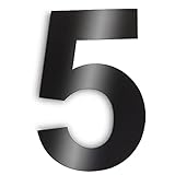 Hausnummer Edelstahl, Straßennummer und Türnummer - Tiefschwarz Anthrazit Feinstruktur Pulverbeschichtet - Höhe 203 mm - Arial Ziffer 5