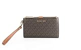 Michael Kors Jet Set Travel Double Zip Wristlet - Signature PVC (Brown PVC/Dark Acorn)