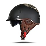 LIONCIANO Motorradhelm Mit Schutzbrille DOT/ECE-Zugelassen, Jethelm Roller-Helm Scooter-Helm Moped Mofa-Helm Chopper Vintage(Freiheitsflügel, XL 61-62cm)