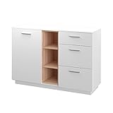 Vicco Kommode Highboard Anrichte Beatrice weiß 3 Schubladen Sideboard Reg