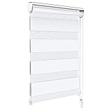 VOUNOT Doppelrollo klemmfix ohne Bohren, Duo Rollo Klemmrollo für Fenster und Tür, lichtdurchlässig & verdunkelnd Fensterrollo, 50x150cm, Weiß