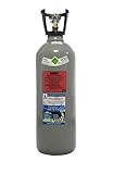 10 kg Kohlensäure Flasche/Neue CO2 Flasche mit Steigrohr/Tauchrohr (Eigentumsflasche) gefüllt mit Kohlensäure (CO2) Lebensmittelqualität E290, kurze Bauform, 10 Jahre TÜV ab Herstelldatum, Made in EU