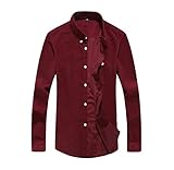 Shirt Herren Retro Casual Fashion Slim Fit Herren Langarm Cordstoff Jugend Elegant Gentleman Classic Basic Nicht-Eisen Herren H