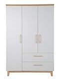 roba Kleiderschrank „Caro“ 3-türig für Kinderzimmer, Kinderkleiderschrank mit 2 Schubladen für Babyzimmer, Babyzimmerschrank mit Soft Close-Technik, Drehtürenschrank, Babymöbel, Kindermöb