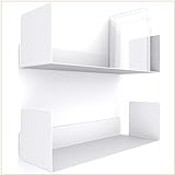UNITURE® - [2er Set] Wandregal weiß modernes & Zeitloses Design - Bücherregal mit einfacher Montage - Wandregal 2X 42cm - Regal für Büro & W
