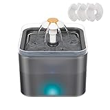 Trinkbrunnen für Katzen Hunde, Haustierbrunnen Automatischer Wasserspender 2L mit LED-Licht Blumentrinkbrunnen Super Leise enthält 3 Stück Hyg