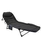 DYR Gravity Locking Patio Outdoor Lounger Chair, Faltbare Liege, Freizeit Liege Garten Liege, Gepolsterter Klappstuhl,Gartenstühle Faltbare Liege Zero Gravity Liege Tragbar,Schwarz (Schwarz)