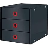 Leitz Click & Store Schubladenset, 3 Schubladen zur Aufbewahrung von Papieren, Dokumenten und Gegenständen, Größe A4, Stabiler Premium-Karton, Zuhause/Büro, Cosy Serie, Samtgrau, 53680089