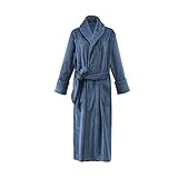 Dongxiao Bademantel Frauen Robe Coral Fleece Bademantel Leichte Langarm Weiche Winter Warm für Hotel Badezimmer (Color : Blue, Größe : XLarge(XL))