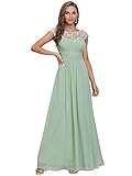 Ever-Pretty Damen A-Linie Abendkleid Spitze Festliches Kleid Frauen Zeremonie Lange Mint Grün 40