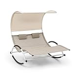 blumfeldt Brentwood Double Rocker Schaukelliege - Duo Design für 2 Personen, ergonomisch geformte Liegefläche, Elegante Wellenform, Armlehnen mit Schaumstoff, Material: ComfortMesh, C