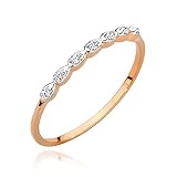 Damen Ring 585 14k Gold Rotgold natürlicher echt Diamanten B