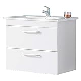 Aica Sanitär Waschtisch mit Unterschrank 60 cm Milan 01 Hängeschrank Badmöbel Set 2× Schubladen Gäste WC Weiß