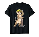 Erdmännchen Bergarbeiter Spitzhacke Helm T-S