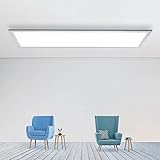 LED Deckenleuchte Panel 100x25 cm, 30W 2.400 Lumen Flach Deckenlampe, Rechteck, Indirekter Licht, 6.000K Tageslicht Lampe für Büro Werkstatt Wohnzimmer Schlafzimmer Küche Garag