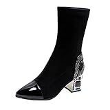 MEITING Damen Chelsea Ankle Heels Stiefel Winterstiefel Damen Stiefel Mit Absatz Stiefeletten Frauen Elegant S