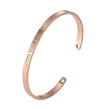 Daesar Armreif Uhr Damen Vintage OWN Your Power Edelstahl Armband Rosegold für Frauen Partnerarmband Breit 4 MM