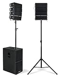 Pronomic V-Array Large Set - Aktives PA-System mit 1100 Watt (RMS) - Geeignet bis ca. 200 Zuhörer - 1x Subwoofer mit 2x 12' Lautsprecher - 8x Topteil mit je 4' Lautsprecher + Hochtö