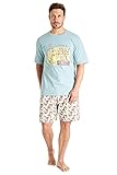 Looney Tunes Schlafanzug Herren Kurz, Pyjama Herren, Lustige Geschenke, S-3XL (Blau, 2XL)